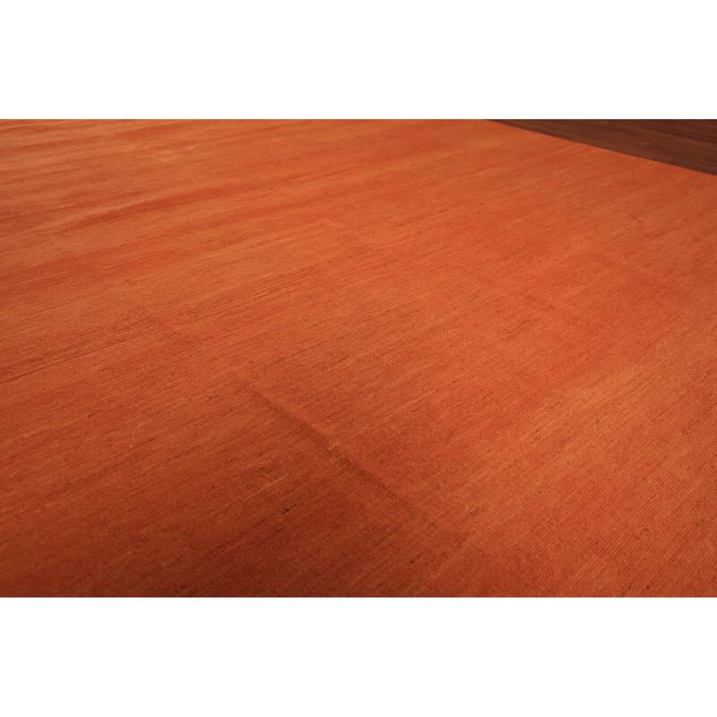 Orange Modern Gabbeh Area Rug Handmade Wool Carpet - 8'9" x 11'7"