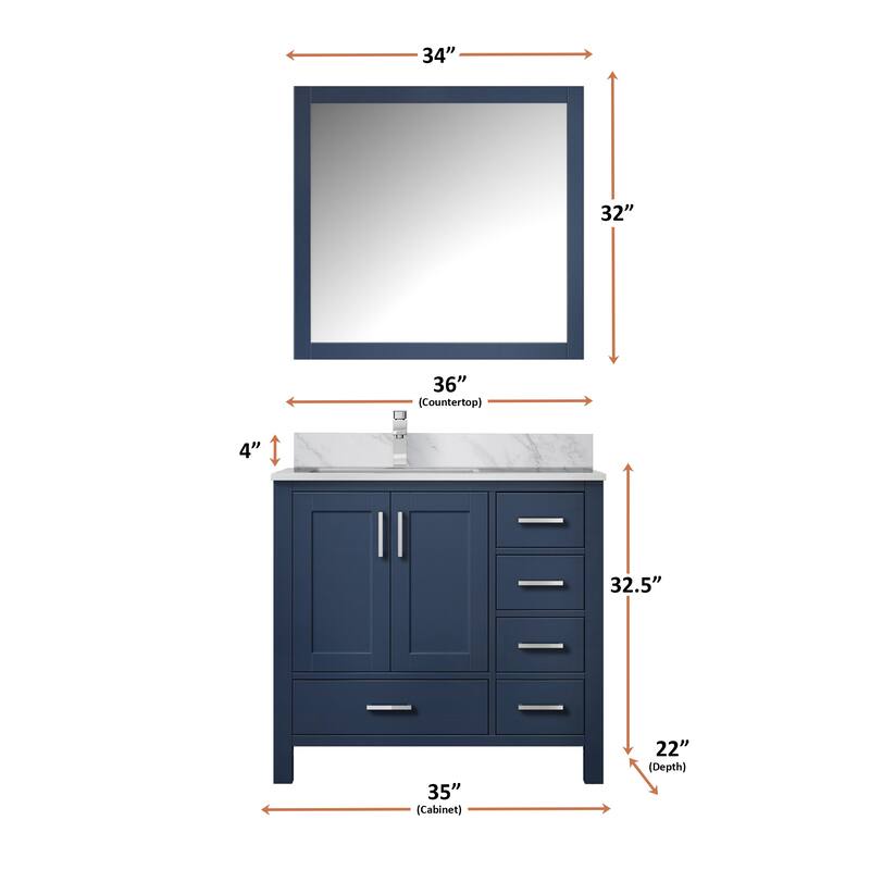 Jacques 36 in. W x 22 in. D Left Offset Dark Grey Bath Vanity