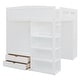 preview thumbnail 6 of 18, White Full Size Solid Wood Loft Bed with Desk, Wardrobes & Drawers