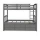 preview thumbnail 4 of 10, Twin Bunk Bed with Ladder, Safety Rail, Twin Trundle Bed with 3 Drawers for Teens Bedroom, Guest Room Furniture