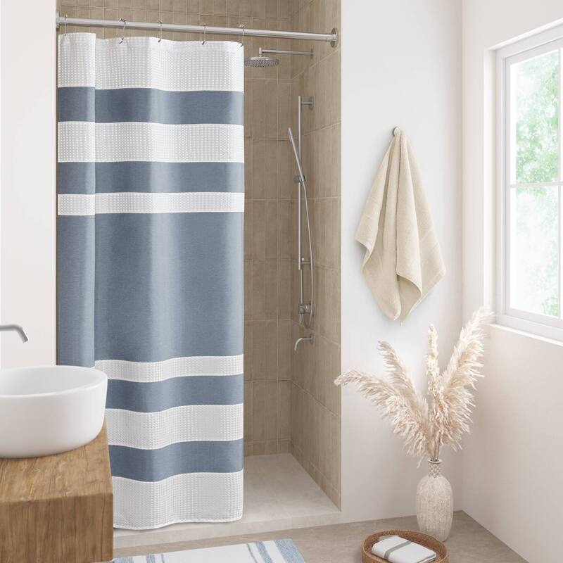 Madison Park Spa Waffle Shower Curtain with 3M Treatment