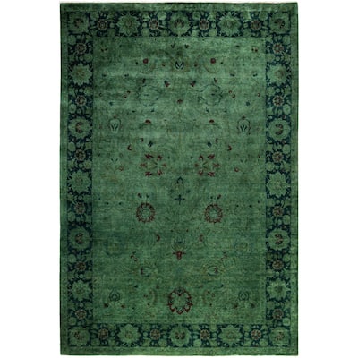 Overdyed One-of-a-Kind Hand-Knotted Area Rug - Green - 6' 1" x 8' 10"