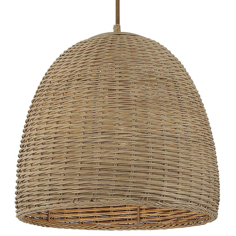 Meridian M70107 14" Wide Pendant - Natural Wicker