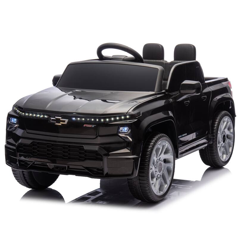 24V Licensed Chevrolet Silverado EV Ride-On Car for Kids with Slow Start, LED Lights, Bluetooth, USB, MP3, and Remote Control
