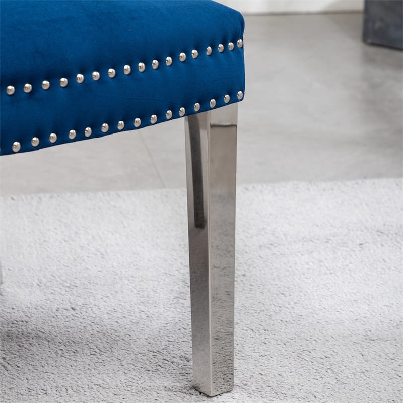 Contemporary Tufted Velvet Chair with Nailhead Trim,Set of 2