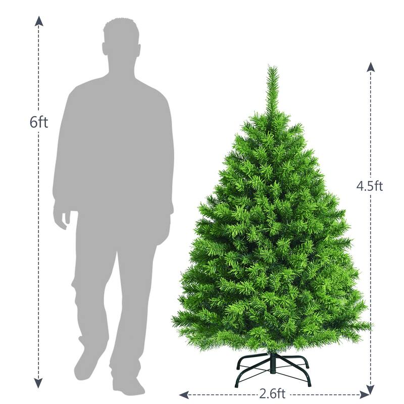 Gymax 4.5/6.5/7.5 FT Verdant Artificial Christmas Tree Hinged Green - See Details