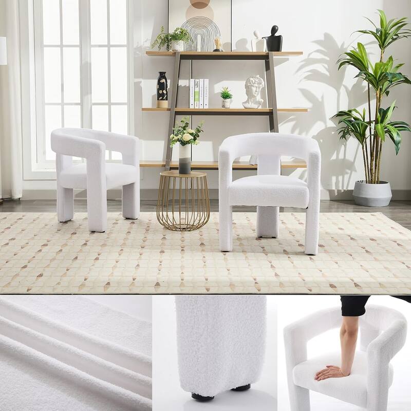 Modern Barrel Kitchen & Dining Room Chairs Set, Upholstered Accent Chairs with Arm