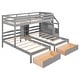 preview thumbnail 12 of 10, Triple Bunk Bed with Drawers, Staircase and Built-in Shelves, Gray