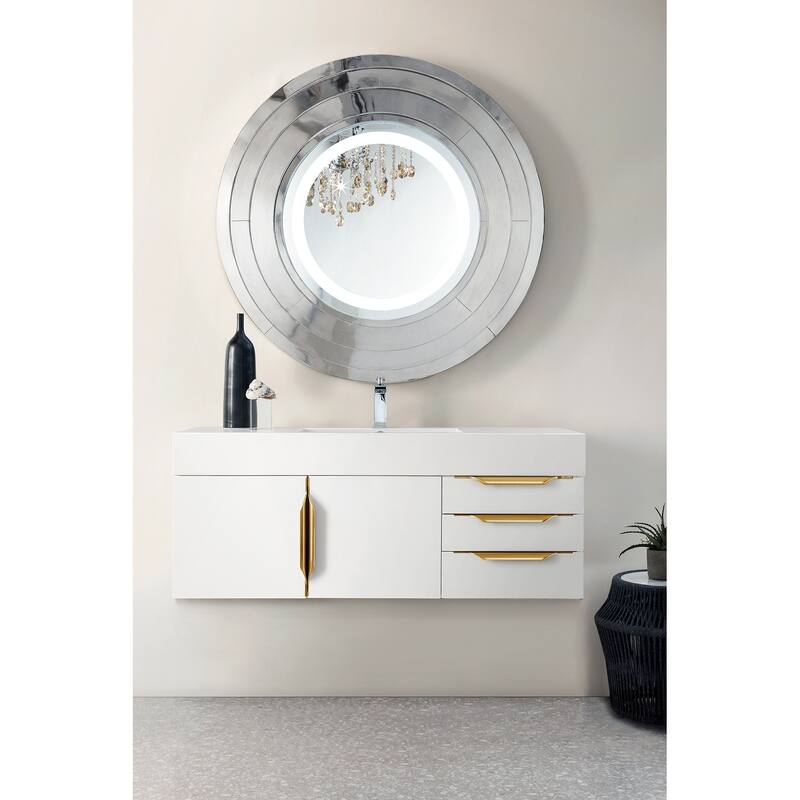James Martin Vanities Mercer Island 48" Single Vanity, Glossy White with Radiant Gold Hardware