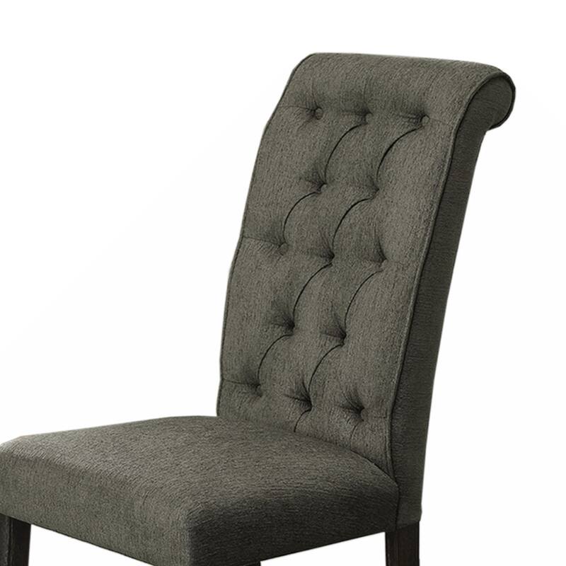 Set of 2 Upholstered Fabric Side Chairs in Antique Black and Gray