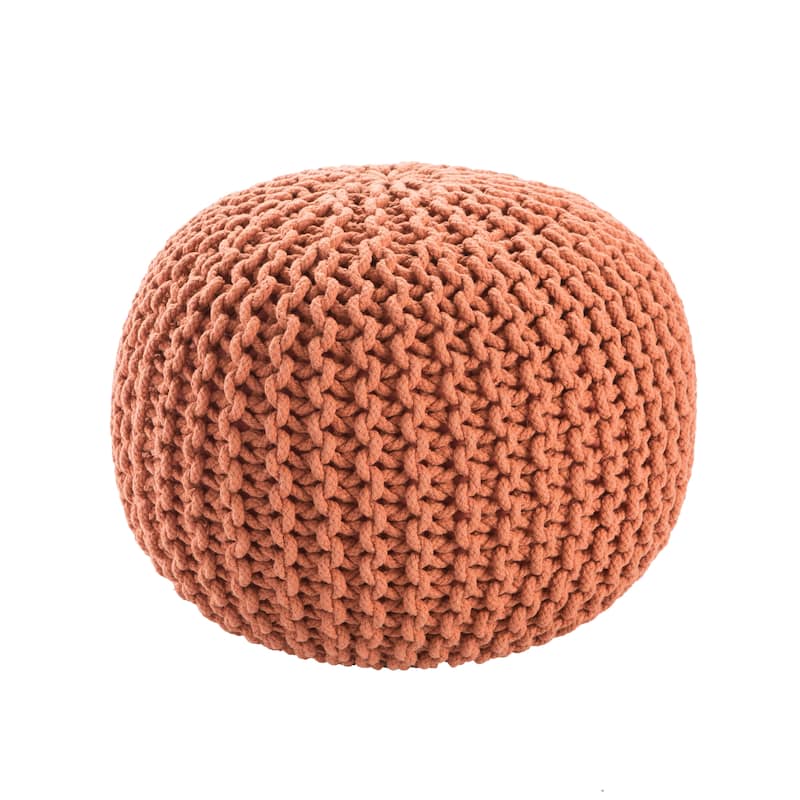 Spectrum Pouf Textured Round Pouf - Orange