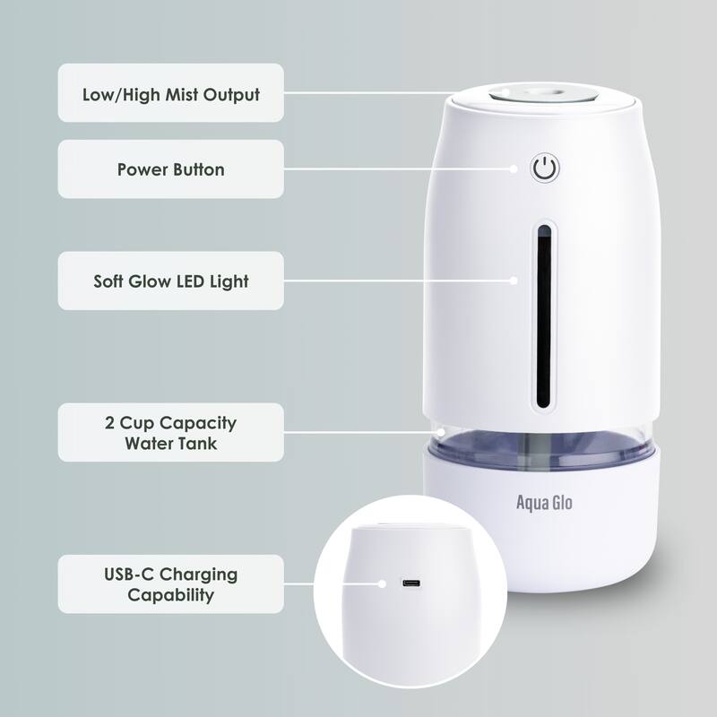 Airvana AG260HUM Aqua Glo Portable Ultrasonic Cool Mist Humidifier