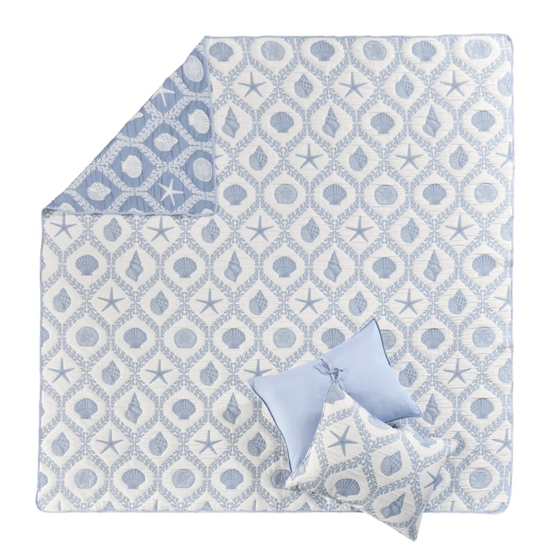 Greenland Home Fashions Laguna Reversible Matelassé Coastal Coverlet Set