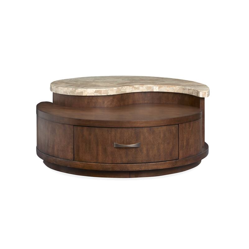 Magnussen Home Mcpherson Burnt Umber Round Cocktail Table with Casters - 40''W x 40''D x 17''H