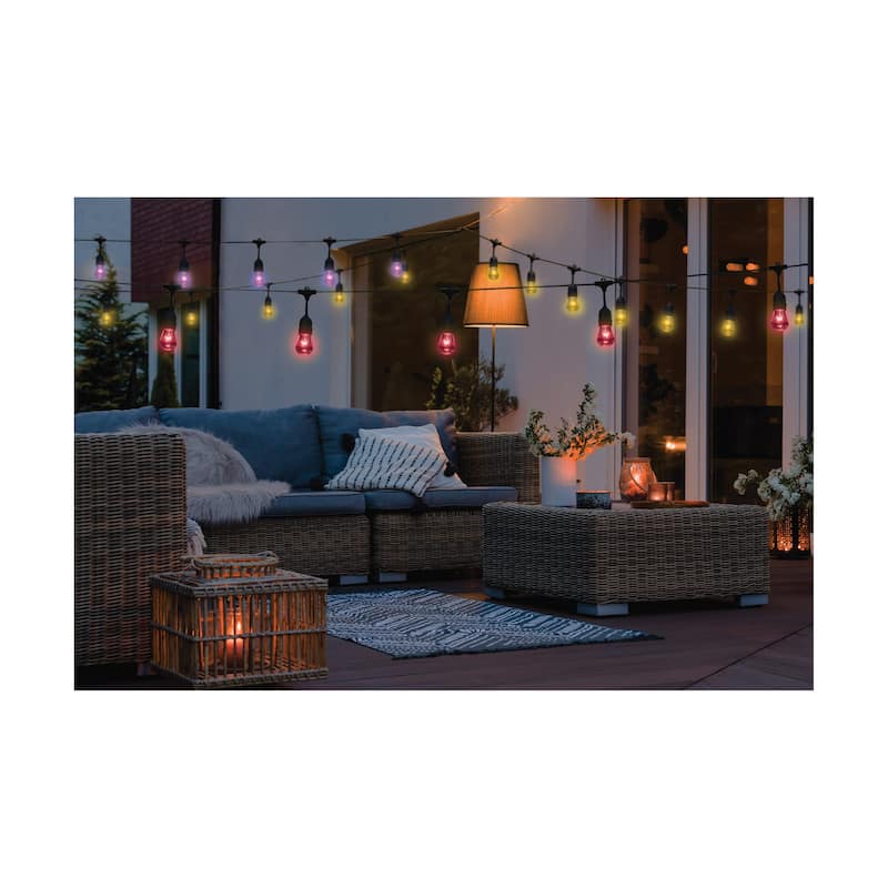 Starfish 24 Foot LED String Light 12-S14 Lamps IOT RGBTW Black 120 Volt