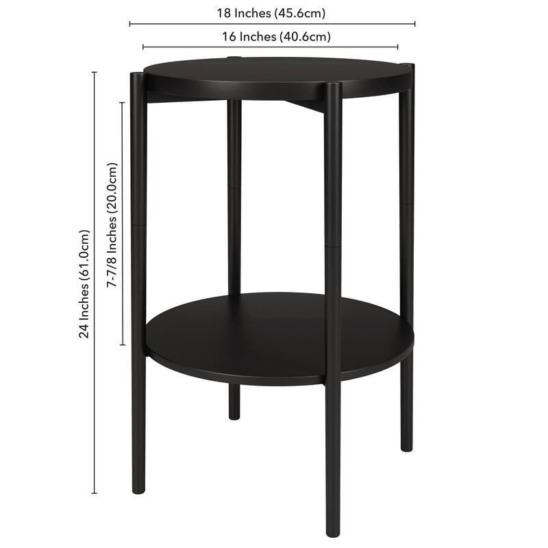 Wayne 18'' Wide Round Side Table with Metal Shelf