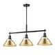 preview thumbnail 2 of 0, Yep by Golden Lighting Orwell 3-light Island Light in Matte Black and Brushed Champagne Brass shade