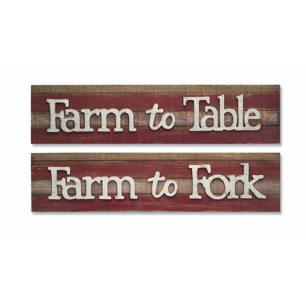 Set of 2 Wooden Farm Quote Wall Plaque Plaques (2 Asst) 31.25” - N/A
