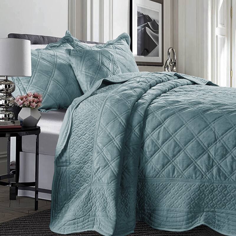 Serenta Supersoft Microplush Quilted 4 Pieces Bedspread Coverlet Set