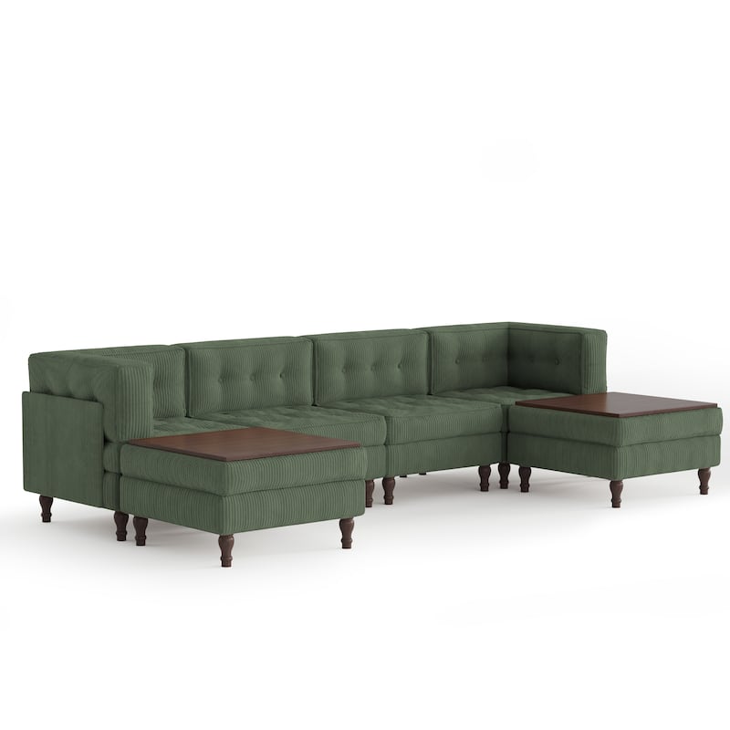 Oversized Modular Sectional Corduroy Fabric Tufted Sofa