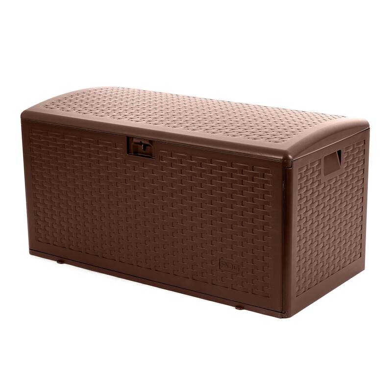 Plastic Development Group 105-Gallon Resin Outdoor Storage Patio Deck Box, Gray - Brown - 73 Gallon, Standard Closure