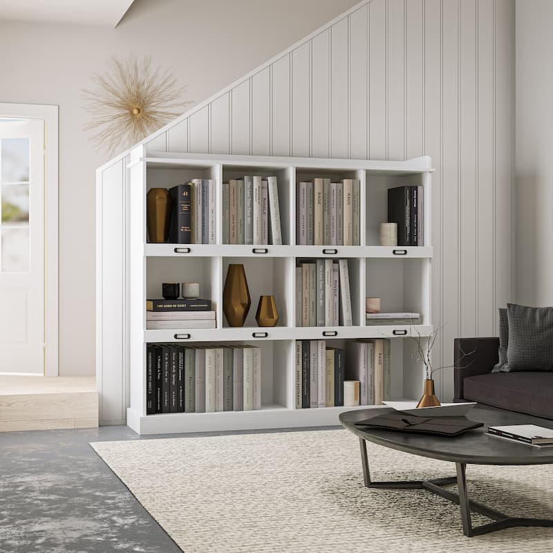 GDF Studio - Oxon Modern 10-Shelf Bookcase with Cubby Storage - White