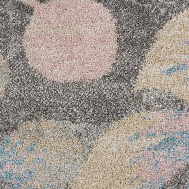 HomeRootsBotanical Leaves Cottage Round Area Rug - 63' X '63' X '0.5