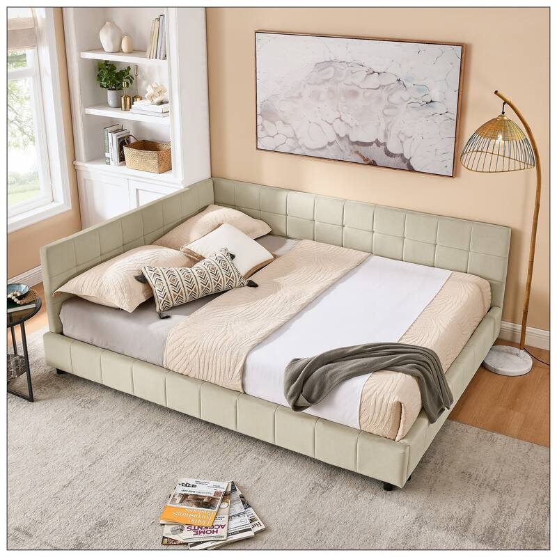 Queen Size Upholstered Tufted Bed Frame for Bedroom