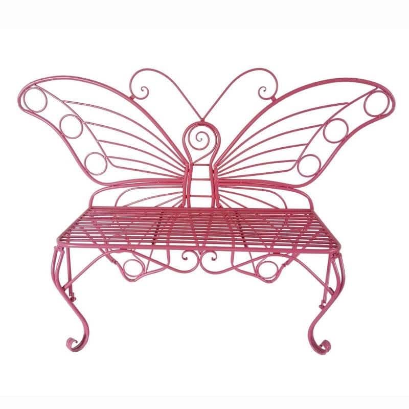 Metal Outdoor 2-Seater Butterfly Garden Bench - 60” L x 17.7” W x 39.2” H