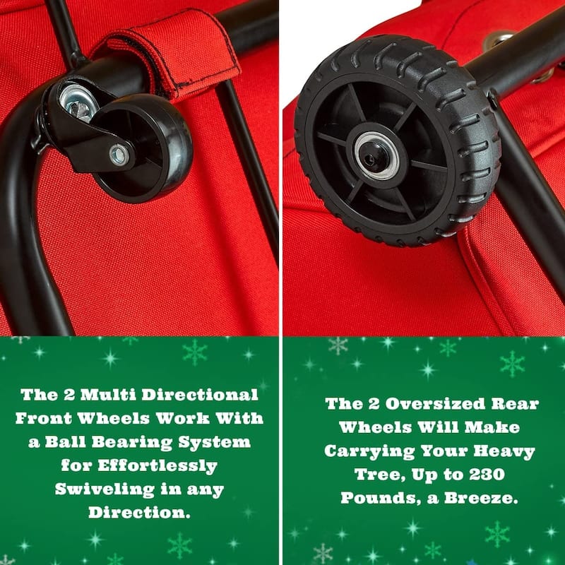 Rolling Christmas Tree Storage Bag with Wheels XXL - Fits Up to 12 Feet Artificial Tree - Red