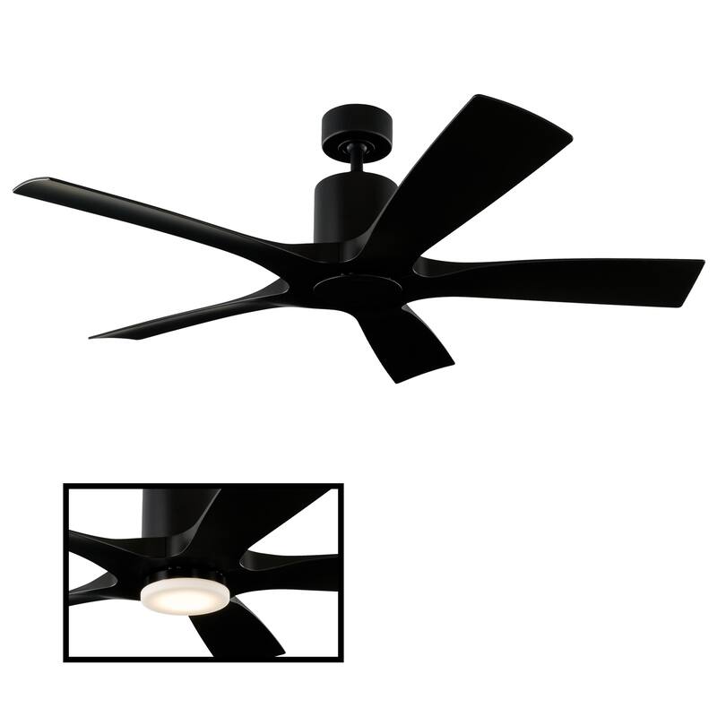 Aviator Indoor and Outdoor 5-Blade Smart Ceiling Fan 54in with Remote Control (Light Kit Sold Separately) - Black