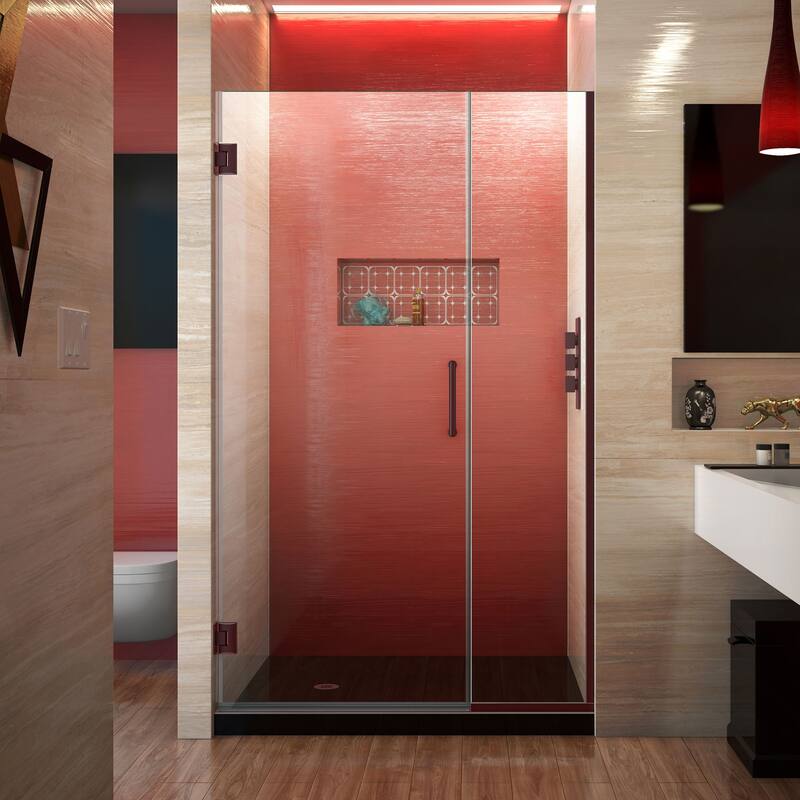 DreamLine Unidoor Plus 41-41 1/2 in. W x 72 in. H Frameless Hinged Shower Door - 41" - 41.5" W