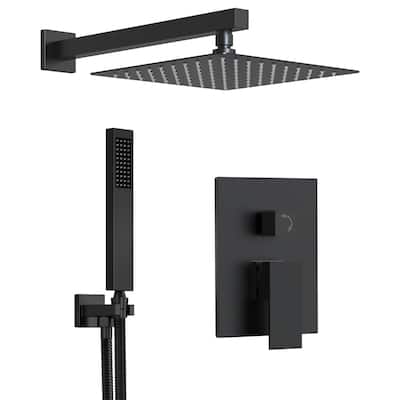 GRANDJOY Shower System 10in Wall Mount Rainfall Shower head Handheld Spray Tub Spout