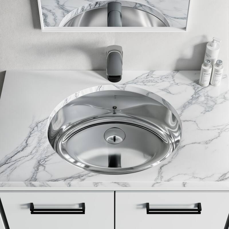 Dowell Undermount Single Bowl Stainless Steel Bathroom Sink - Oval - 19W x 16L x 7H - 19W x 16L x 7H