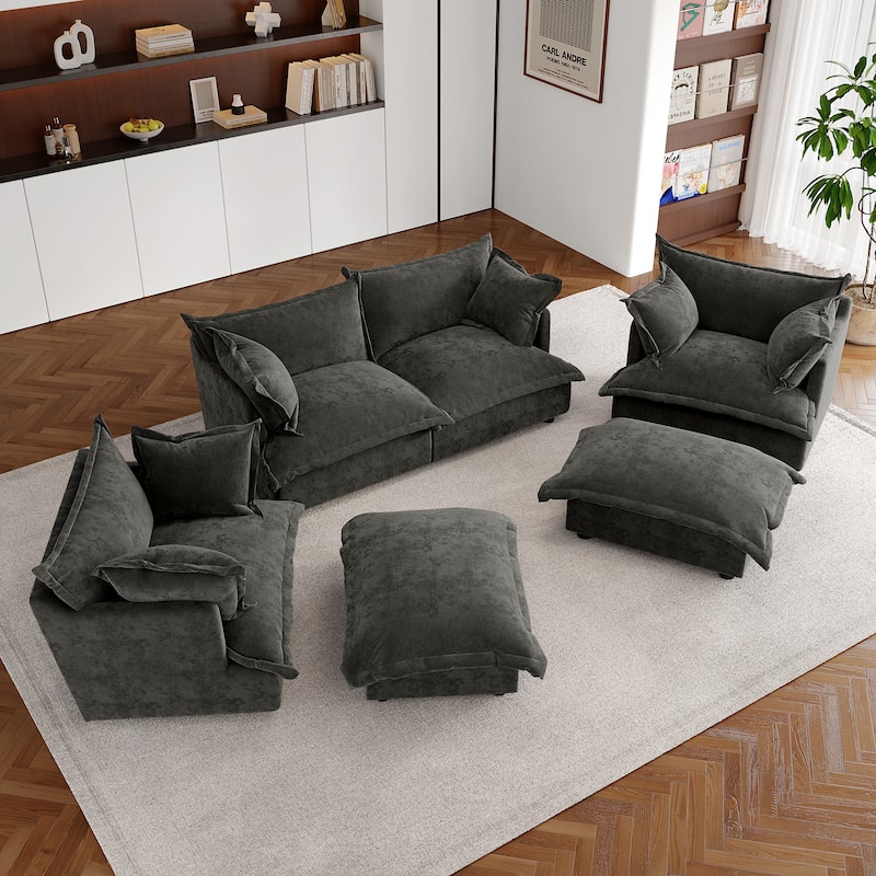 Double Layer Cushion Comfy Cloud Modular Sectional Sofa Set