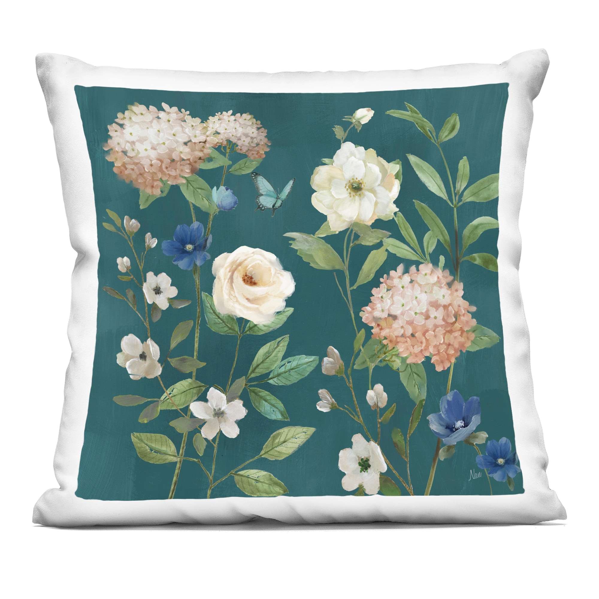 Stupell Bright Garden Blooms on Green Decorative Printed Throw Pillow Design by Nan