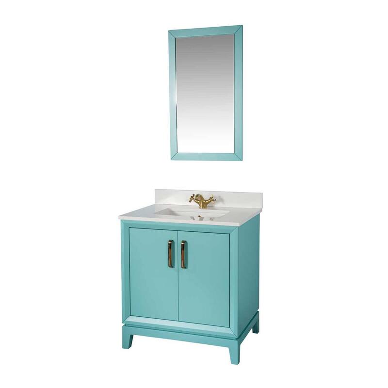 Fabia 30'' Free-standing Single Bathroom Vanity with Quartz Vanity Top & Mirror