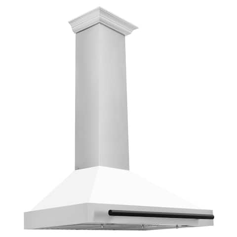ZLINE 36" Autograph Edition Stainless Steel Range Hood with White Matte Shell and Handle in Three Accents