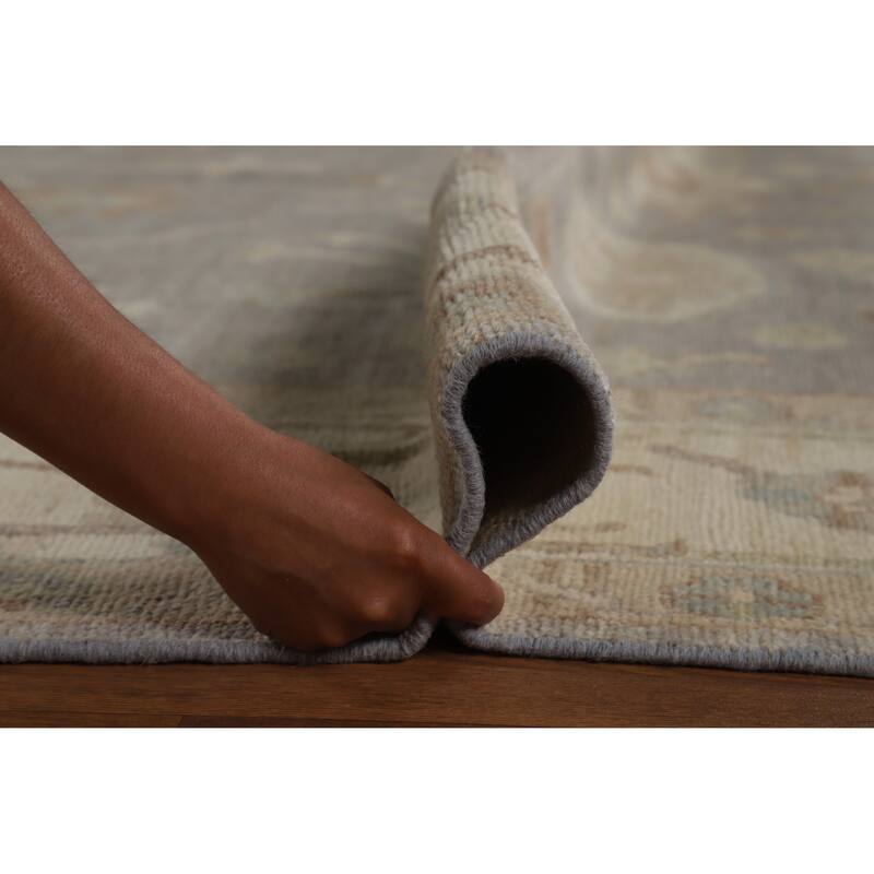 Hand Knotted Oriental 100% Wool Carpet Transitional All-Over Greys & Charcoal Oushak Area Rug - 12' 0'' X 9' 0''