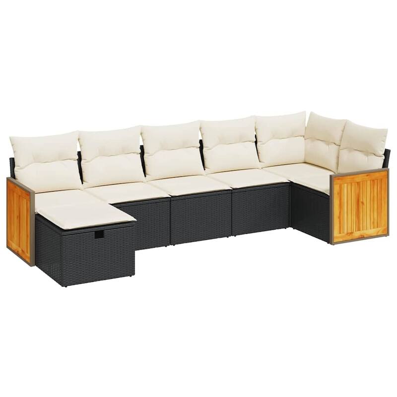 vidaXL Patio Sofa Set with Cushions Outdoor Conversation Furniture Poly Rattan