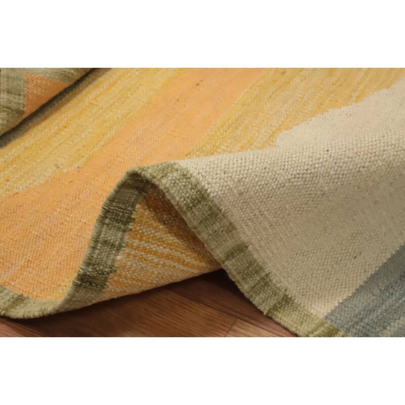 Hand Woven Oriental 100% Wool Carpet Southwestern Modern Multi-Colored Kilim Runner Rug - 5' 11'' X 2' 0''