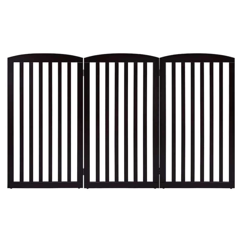 PAWLAND 3 Panels,36 Inch,Dog Gate, Freestanding Foldable Wooden Pet Gate, Safety Gate Fence