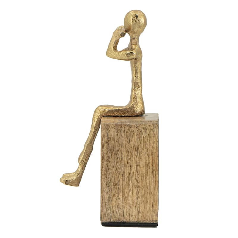 Musician Figure with Flute - 8.5" - Gold