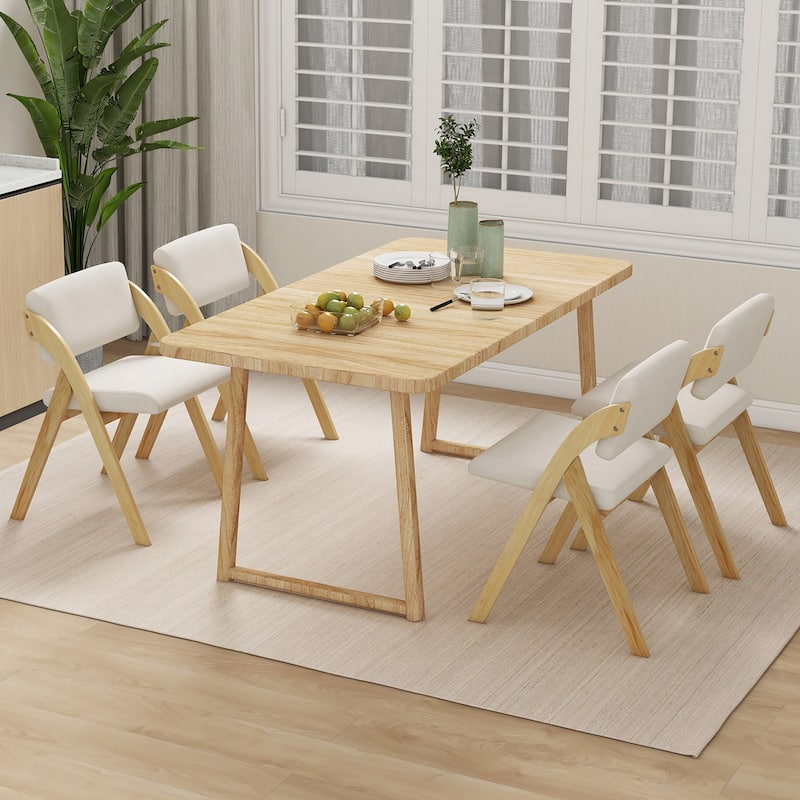 Gymax Set of 2 Dining Chairs Folding Kitchen Chair w/ Rubber Wood Legs