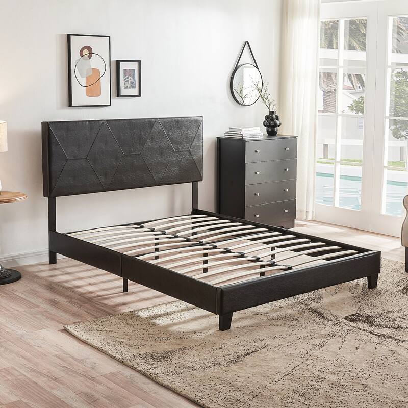 Queen Size Upholstered Platform Bed Frame
