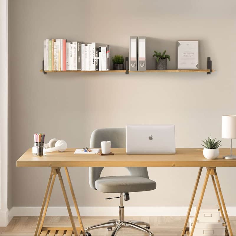 Wallniture Toledo 60 inch Shelf, Floating Bookshelves for Wall, Storage Shelves for Bedroom, Wood Shelves for Wall