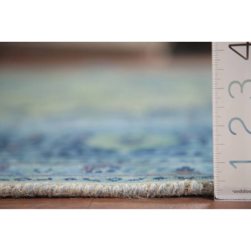 Hand Knotted Oriental 100% Wool Carpet Traditional Floral Green Mashad Area Rug - 11' 8'' X 8' 0''