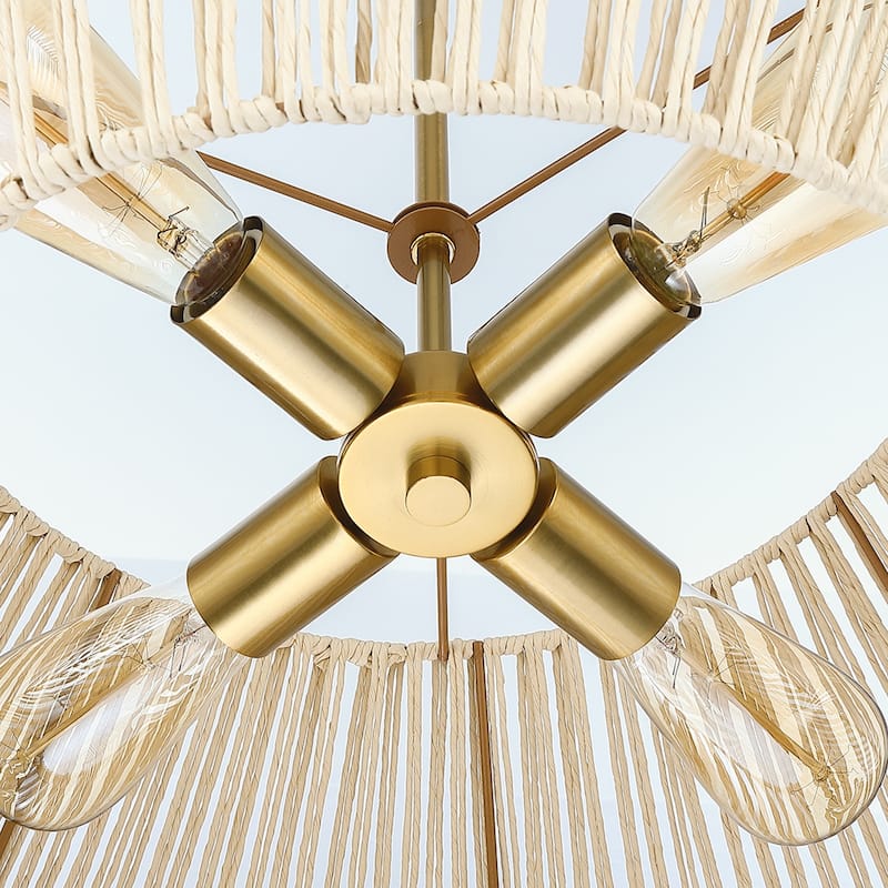4-Light Bohemian Hand Woven Geometric Chandelier - 22 in. W
