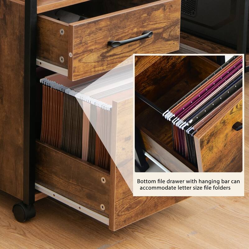 2 Drawer Rolling File Cabinet File Cabinet Printer Stand on Wheels