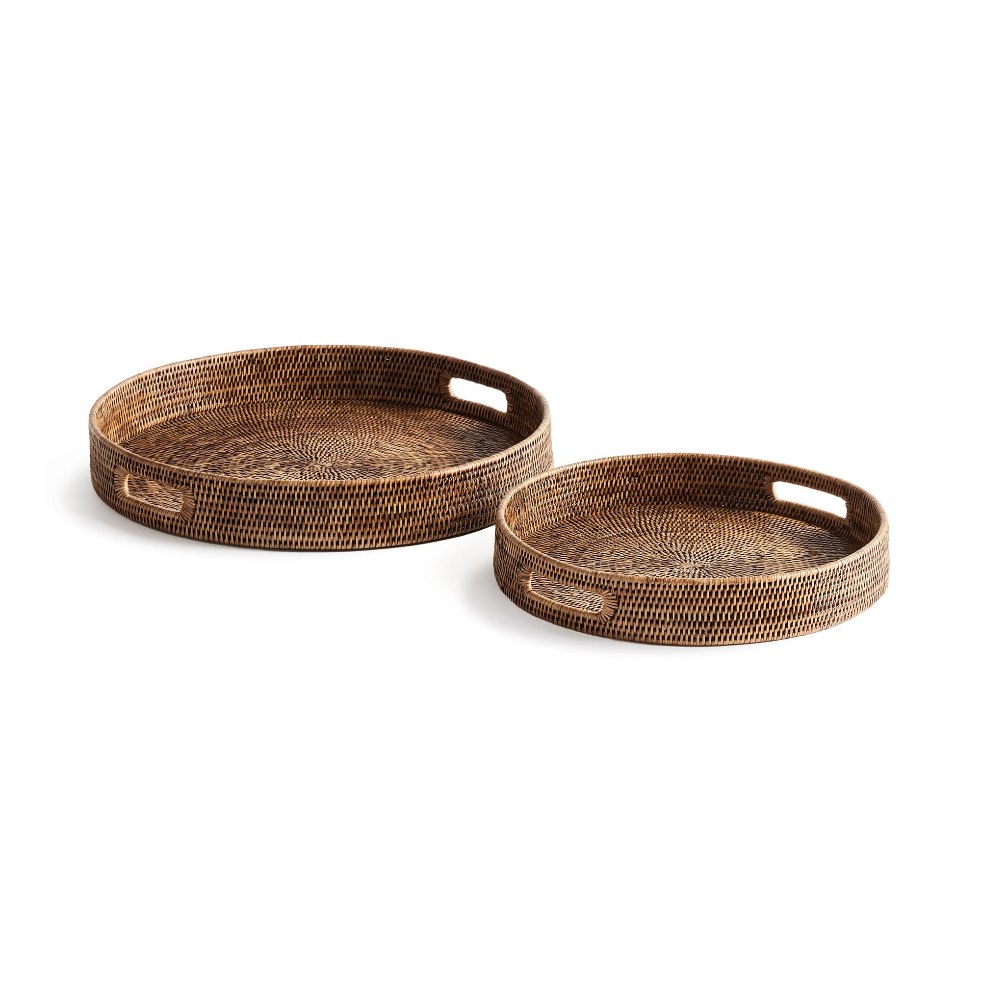Burma Rattan Round Ottoman Trays